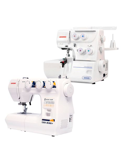 Máquina de Coser Easy Jeans Plus + Máquina Overlock 8002D-1