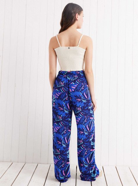 Pantalón Wide Leg  Estampado con Cintura Elastizada-5
