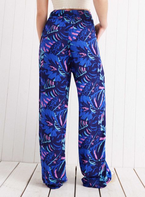 Pantalón Wide Leg  Estampado con Cintura Elastizada-1