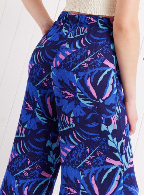 Pantalón Wide Leg  Estampado con Cintura Elastizada-3