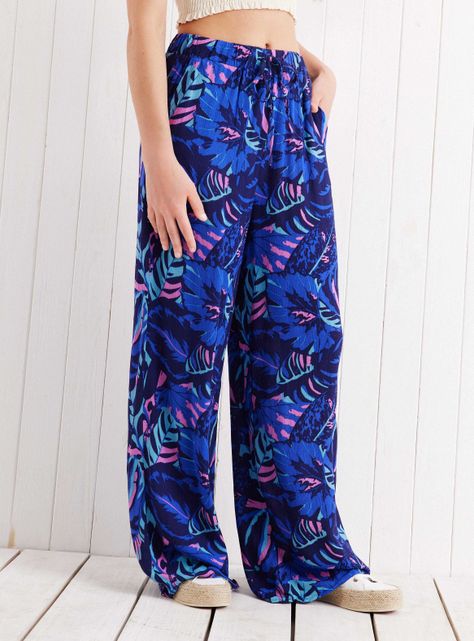 Pantalón Wide Leg  Estampado con Cintura Elastizada-0