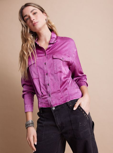 Blusa Efecto Satinado Y Proceso De Color-0