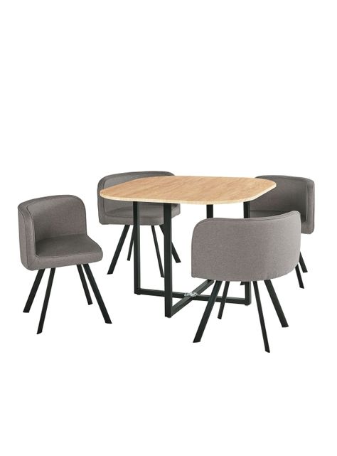 Juego de Comedor Nat + 4 Sillas Gris-3