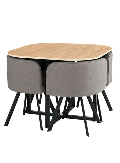 Juego de Comedor Nat + 4 Sillas Gris-1