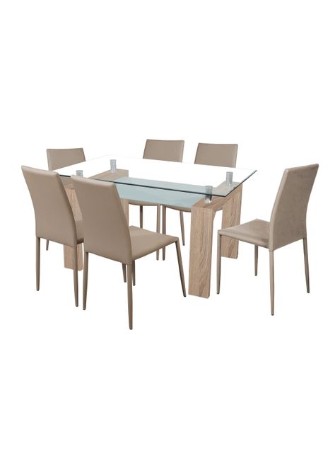 Juego de Comedor Vidrio Natural + 6 Sillas Attimo Attimo-1