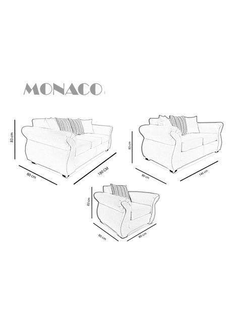 Juego Living Monaco Sofá 3C + Sofá 2C + 1 Sillón-1