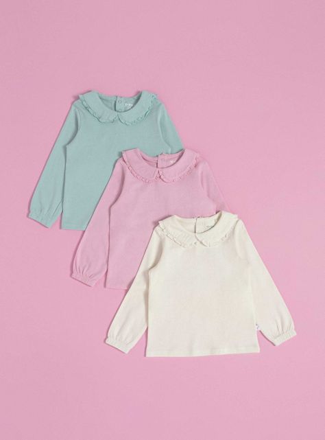 Polera Tripack Niña Lisa con Cuello-0