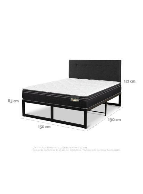 Cama Iron Smart Premium 2 Plazas + Respaldo Black-1