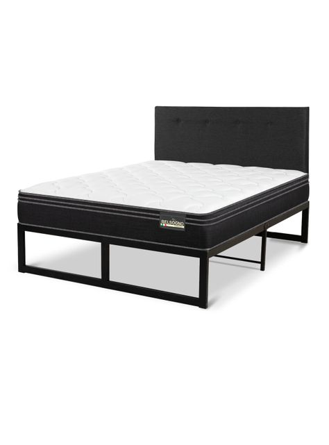 Cama Iron Smart Premium 2 Plazas + Respaldo Black-0