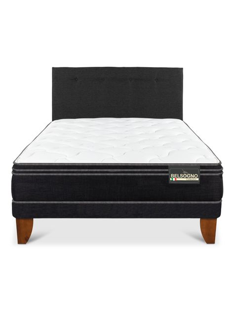 Cama Europea Premium 1.5 Plazas +  Respaldo Black-2