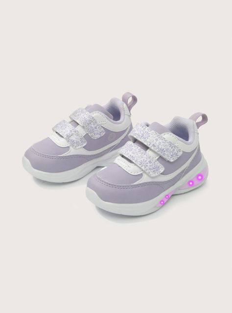 Zapatilla Urbana Floral Print Velcro Chunky Luz Niña-1