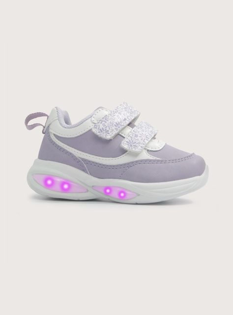 Zapatilla Urbana Floral Print Velcro Chunky Luz Niña-0
