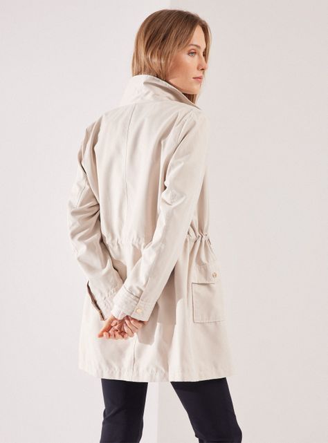 Chaqueta Liviana Larga con Ajuste en Cintura Bolsillo-1