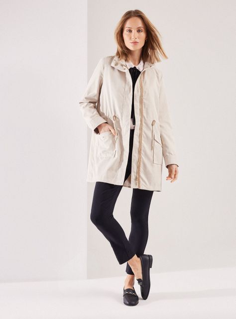 Chaqueta Liviana Larga con Ajuste en Cintura Bolsillo-4