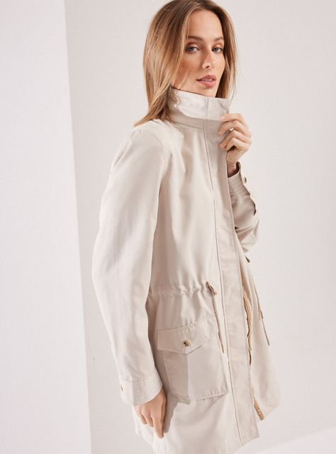 Chaqueta Liviana Larga con Ajuste en Cintura Bolsillo-2