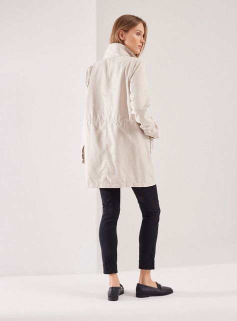 Chaqueta Liviana Larga con Ajuste en Cintura Bolsillo-5