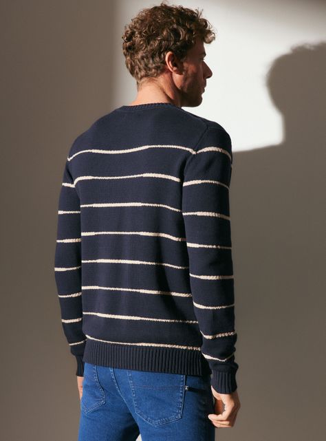 Sweater R-Neck Rayado Manga Larga-1