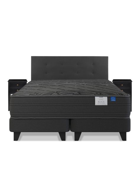 Cama Europea Black king (180x200) Flex + Respaldo + Velador-1