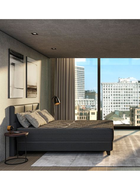 Cama Europea Black king (180x200) Flex + Respaldo + Velador-4