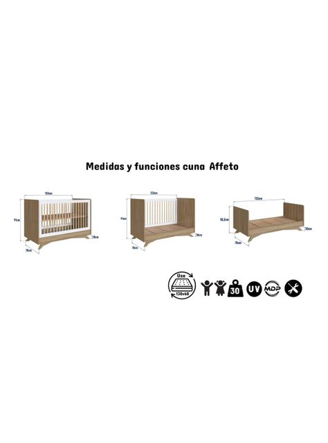 Cuna Blanco Miel 3 Funciones Affeto-1