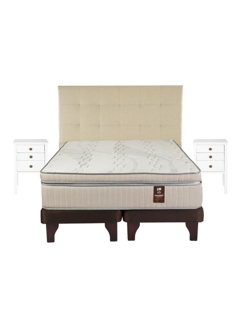 Cama Europea Cobre King + Respaldo con Velador Roma-0