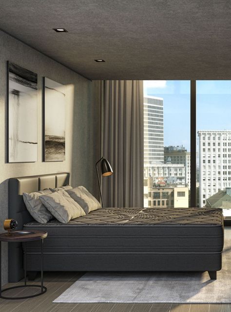 Cama Europea Black King + Respaldo Velador Rover-6