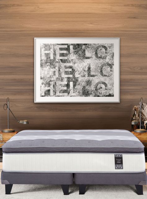 Cama Europea Titanium 2 Plazas + Respaldo con Velador Rover-4