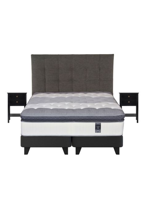 Cama Europea Titanium 2 Plazas + Respaldo con Velador Rover-0