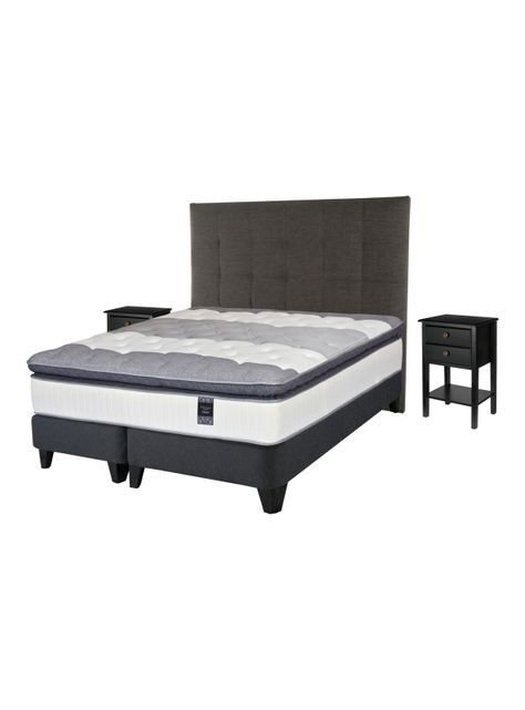 Cama Europea Titanium 2 Plazas + Respaldo con Velador Rover-1