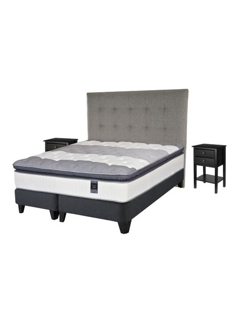 Cama Europea Titanium 2 Plazas + Respaldo con Velador-2