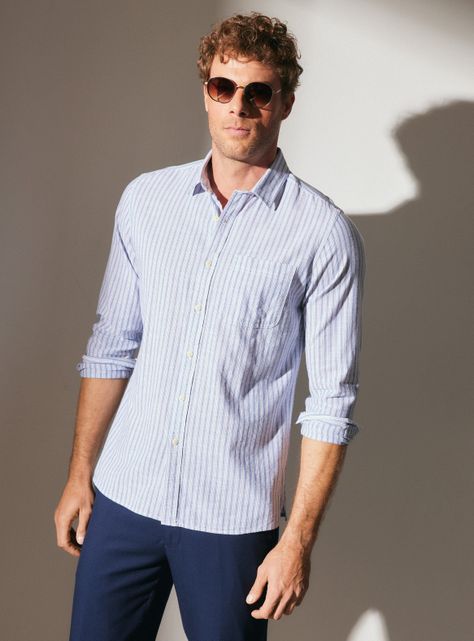 Camisa Texturada Raya Manga Larga-0