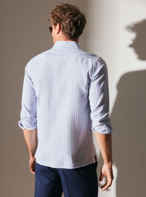 Camisa Texturada Raya Manga Larga-1