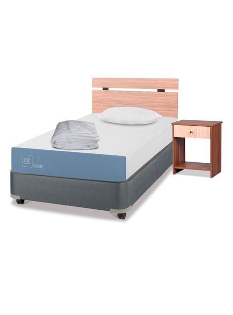 Box Americano Excellence 1.5 Plazas + Set Muebles Olmo + Almohada + Plumón-0