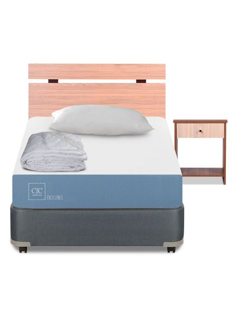 Box Americano Excellence 1.5 Plazas + Set Muebles Olmo + Almohada + Plumón-2