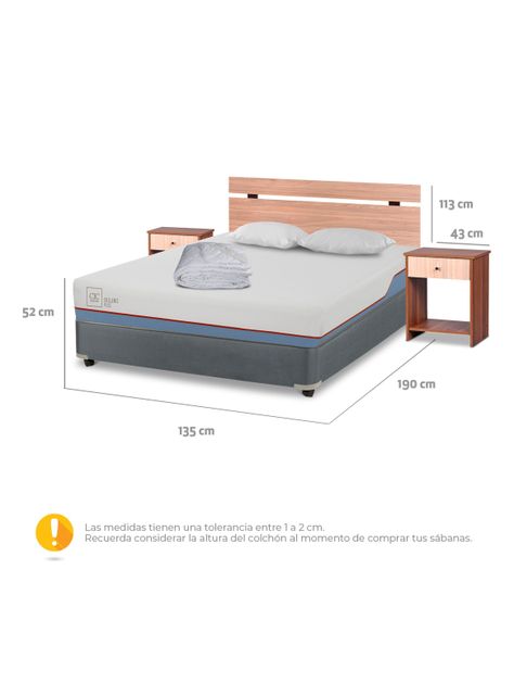 Box Americano Full Excellence + Set Muebles Olmo + Almohada + Plumón-1