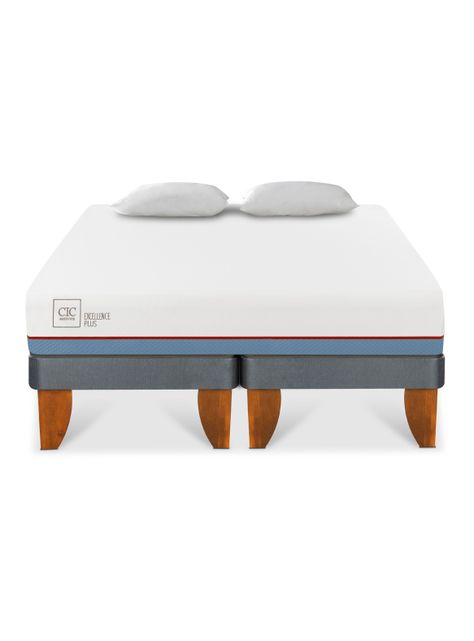 Cama Europea 2 Plazas Excellence Plus Base Dividida + Almohadas-2