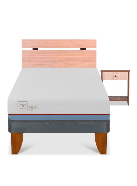 Cama Europea Excellence Plus 1.5 Plazas + Set Muebles Olmo-2