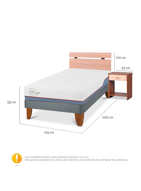 Cama Europea Excellence Plus 1.5 Plazas + Set Muebles Olmo-1
