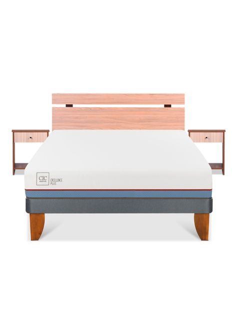 Cama Europea Excellence Plus 2 Plazas Base Normal + Set Muebles Olmo-2