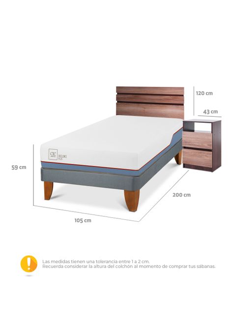 Cama Europea Excellence Plus 1.5 Plazas + Set Muebles Ares-1