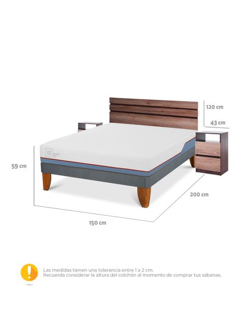 Cama Europea Excellence Plus 2 Plazas Base Normal + Set Muebles Ares-1