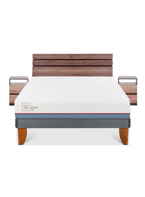 Cama Europea Excellence Plus 2 Plazas Base Normal + Set Muebles Ares-2