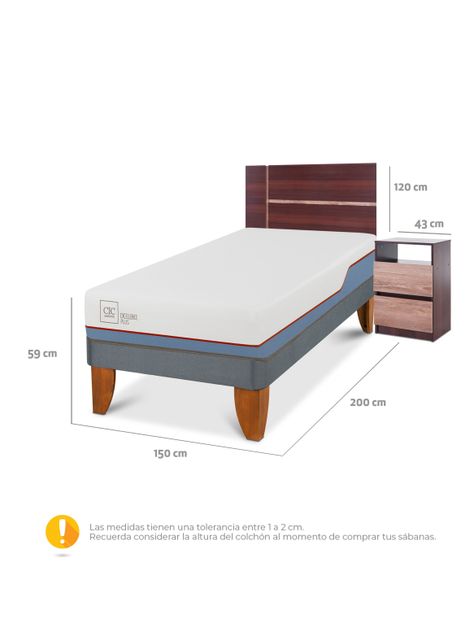 Cama Europea Excellence Plus 1 Plaza + Set Muebles Enio-1