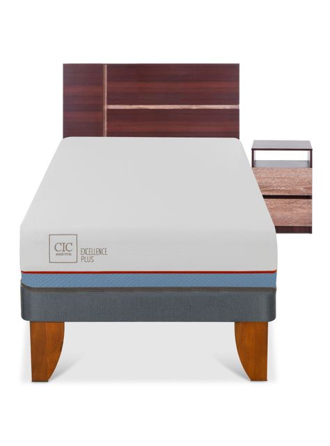 Cama Europea Excellence Plus 1 Plaza + Set Muebles Enio-2