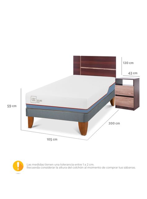 Cama Europea Excellence Plus 1.5 Plazas + Set Muebles Enio-1