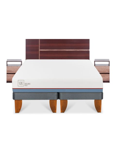 Cama Europea Excellence Plus 2 Plazas Base Dividida + Set Muebles Enio-2