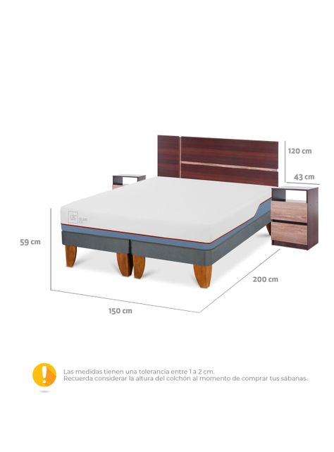 Cama Europea Excellence Plus 2 Plazas Base Dividida + Set Muebles Enio-1