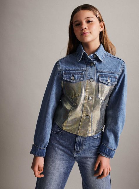 Chaqueta Denim Folia Dorado-0