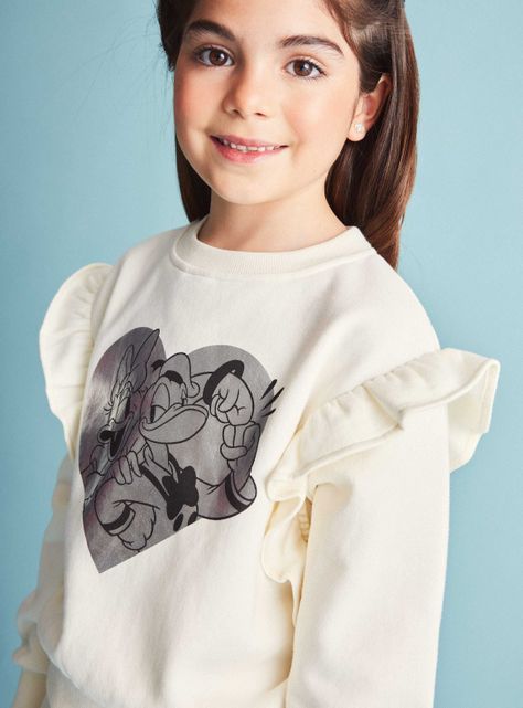 Polerón Niña con Aplicación y Vuelos Donald & Daisy Disney-1