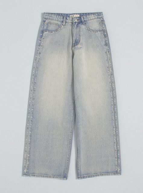 Jeans Wide Leg con Tachas Metálicas-2